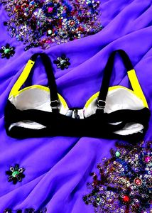 Colorblock Zip Front Bikini Top