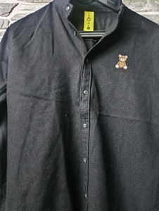 Men's Black Teddy Embroidered Shirt