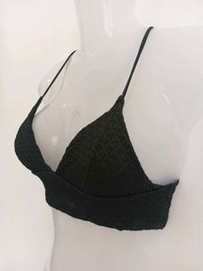 Textured Black Bikini Top