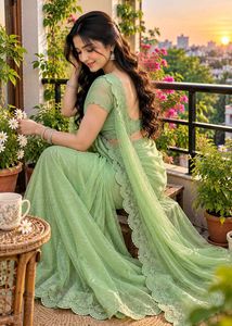 Elegant Light Green Saree