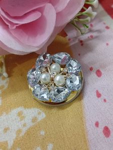 Sparkling Pearl &amp; Crystal Flower Brooch