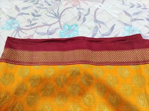 Vibrant Yellow Saree with Peacock Motif