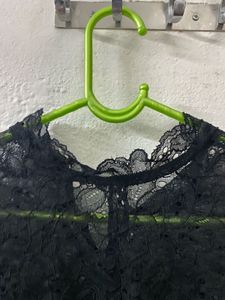 H&amp;M Sheer Lace Cropped Top