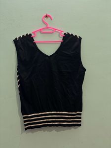 Striped Sleeveless V-Neck Top