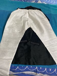 Elegantzed Black raw silk Sequined Kurta with whi