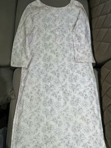 White Floral Print Kurti