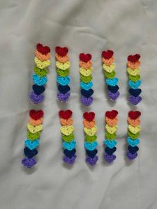 Rainbow Heart Crochet Hair Clips