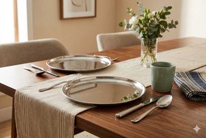 Stainless Steel Dinner Plates 2pc