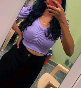 Purple Ruched Crop Top