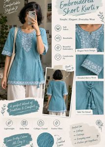 SELF DESIGNED SHORT KURTI 🩵