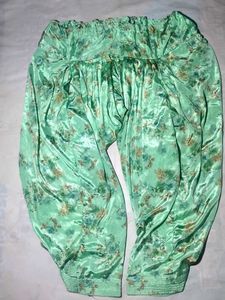 Women's Mint Green Floral Printed Satin Patiala Sa