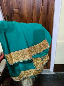 Teal Kurta with Gold Border