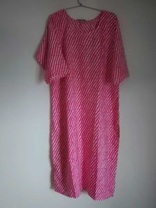 Vibrant Pink Striped Kurta Leheriya Kurt