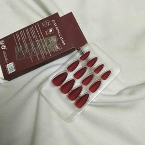 Matte Red Almond Press-On Nails
