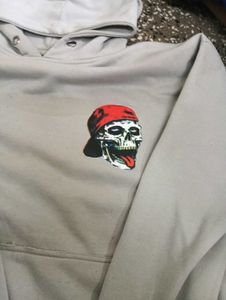 Men's Grey Skull Graphic Hoodie