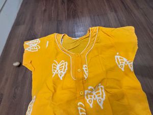 Vibrant Yellow Butterfly Nightsuit
