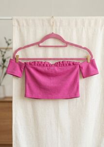 Pink Ruffle Off-Shoulder Ruched Top
