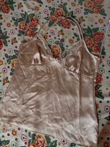 Lace Trim Satin Cami Top