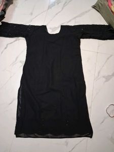 Elegant Black Kurta Set with Embellishments