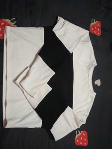 Black & White Ribbed Long Sleeve Top
