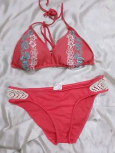 Coral Floral Bikini Set