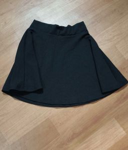 Black Flared Mini Skirt