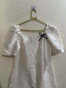 (Offer Price )off White Puff Sleeve Mini Dress