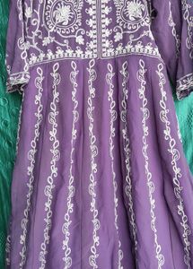 Elegant Purple Kurta Set with White Embroidery