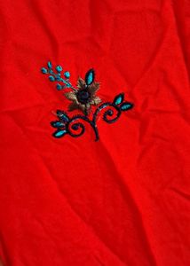 Red Kurta with Blue Printed palazzo