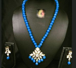 Vibrant Blue Beaded Necklace & Earring Set