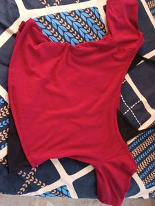Red Casual Tunic Top