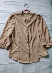 Stylish Beige Button-Up Top