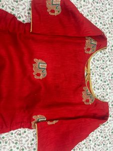 Red Elephant Print Kurta