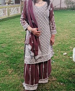 Plazo Kurta Dupatta Set Mirror Work