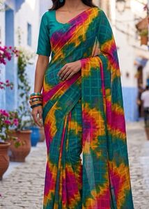 Vibrant Tie-Dye Saree