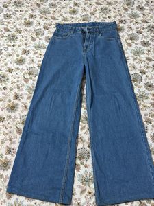 Wide Leg Blue Denim Jeans