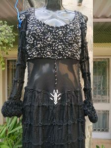 Elegant Black Embellished Couture Dress