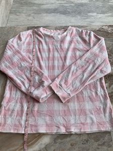 Pink & White Checkered Long Sleeve Top