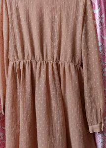 Chic Peach Swiss Dot Mini Dress