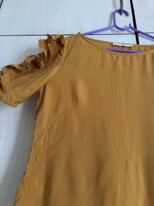 Mustard Yellow Ruffle Sleeve Top