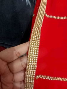 Beautiful ❤️ rose red saree