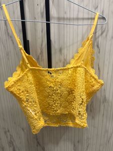 Yellow Lace Crop Top