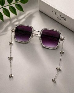 Sparkling Embellished Square Sunglasses