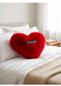 Fluffy Red Heart "LOVE" Pillow