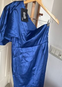 Royal Blue Satin Wrap Dress