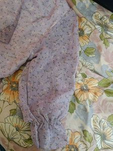 Soft Lavender Floral Ruffle Top