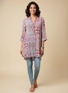 Bohemian Patchwork Print Tunic Top