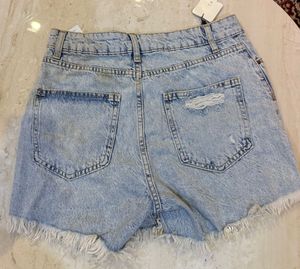 Light Wash Ripped Denim Shorts