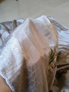 Embroidered Silk Saree. ( No blouse )