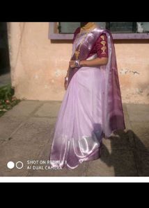 Elegant Lilac Saree with Embellished Blouse